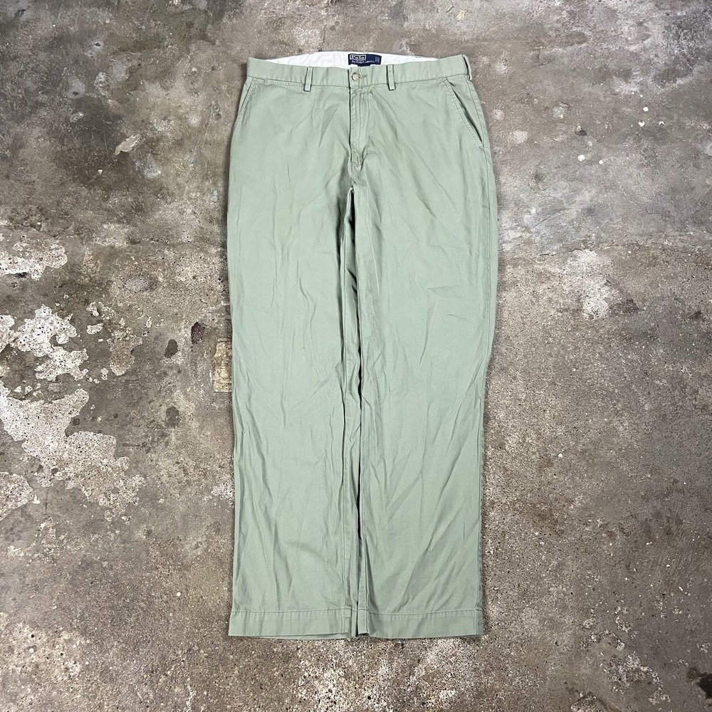 Vintage 90s Polo Ralph Lauren Chino Pants Size 34x32 Sage Green Straight Fit